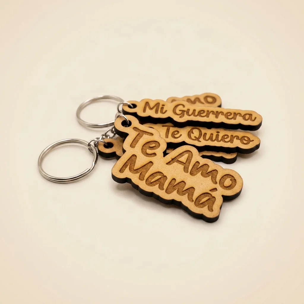 Llavero personalizado con nombre o frase en cursiva (2 líneas)