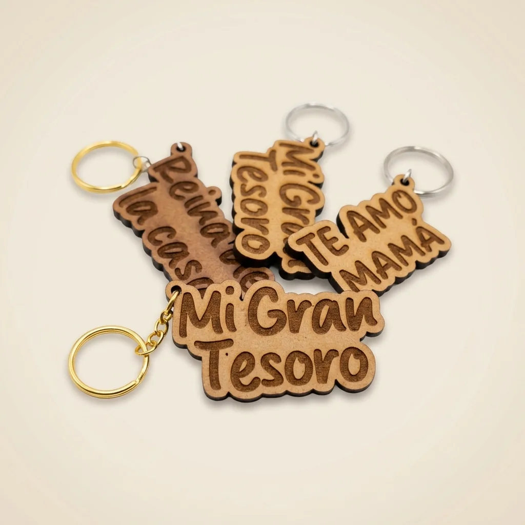 Llavero personalizado con nombre o frase en cursiva (2 líneas)