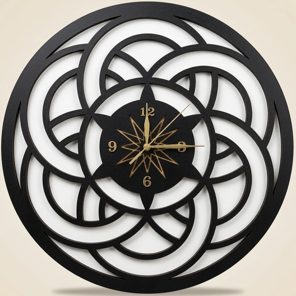 Reloj de pared mandala espiral negro