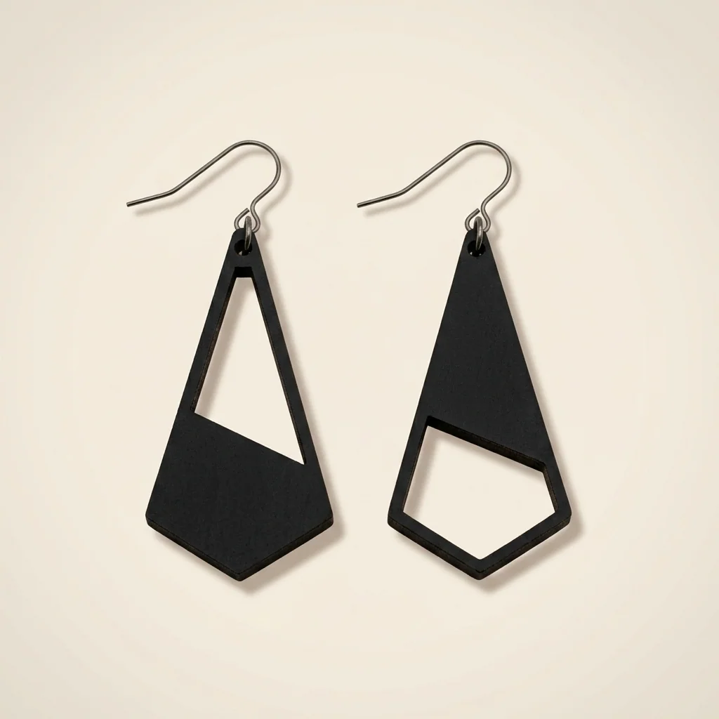 Aretes geométricos minimalistas en negro