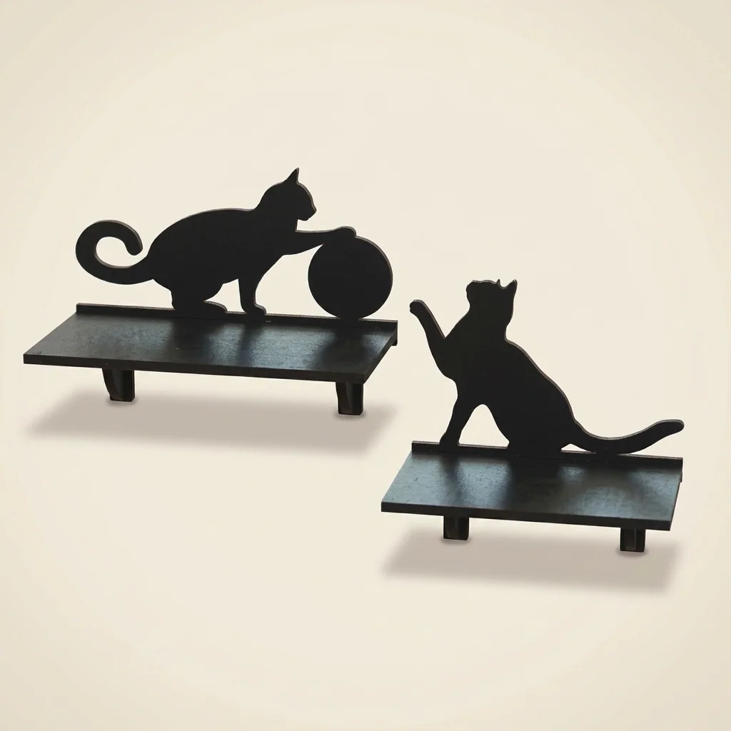 Set de dos repisas de pared con siluetas de gatos