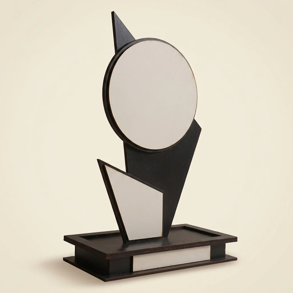 Trofeo moderno con dos discos personalizables