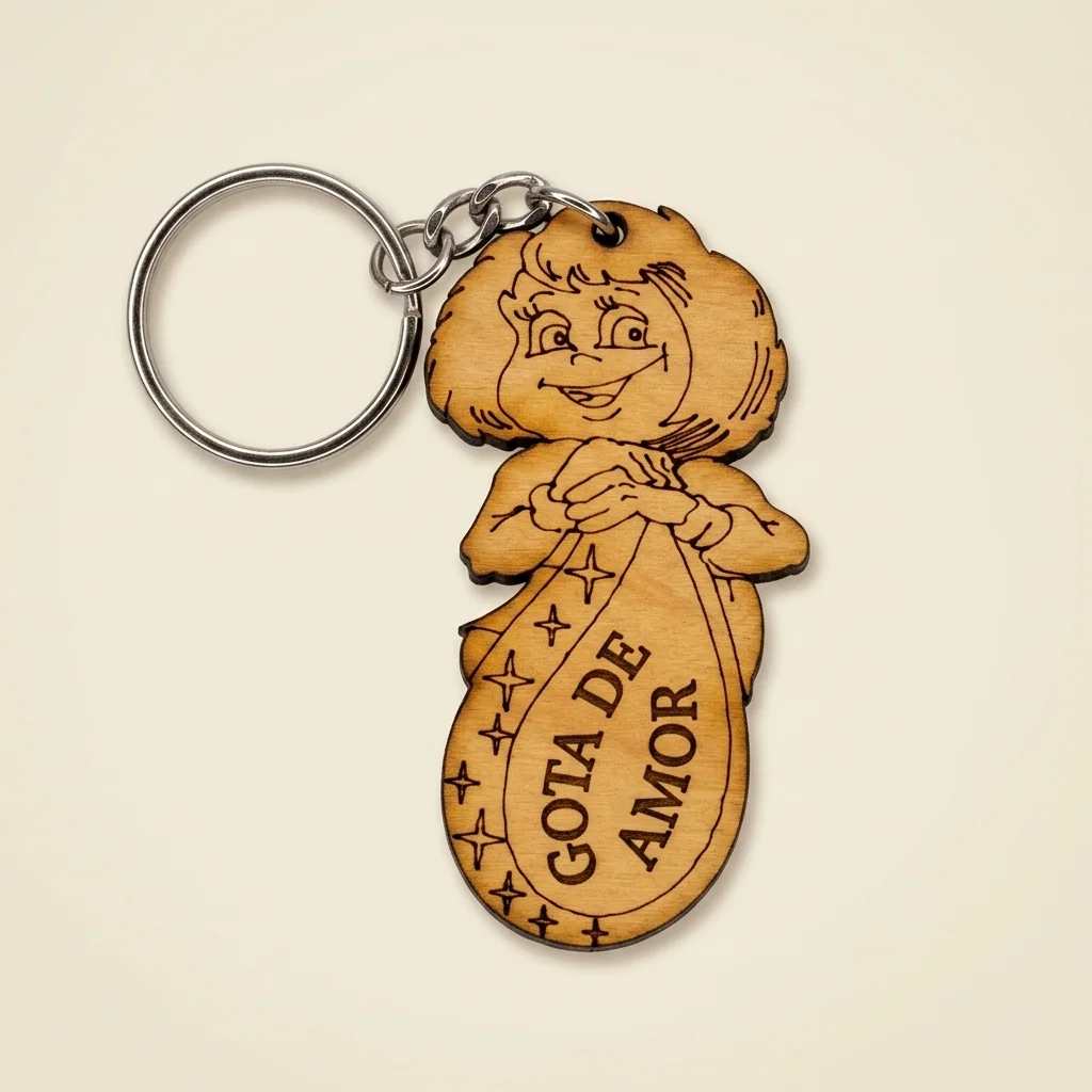 Llavero "Gota de amor" con muñequito grabado