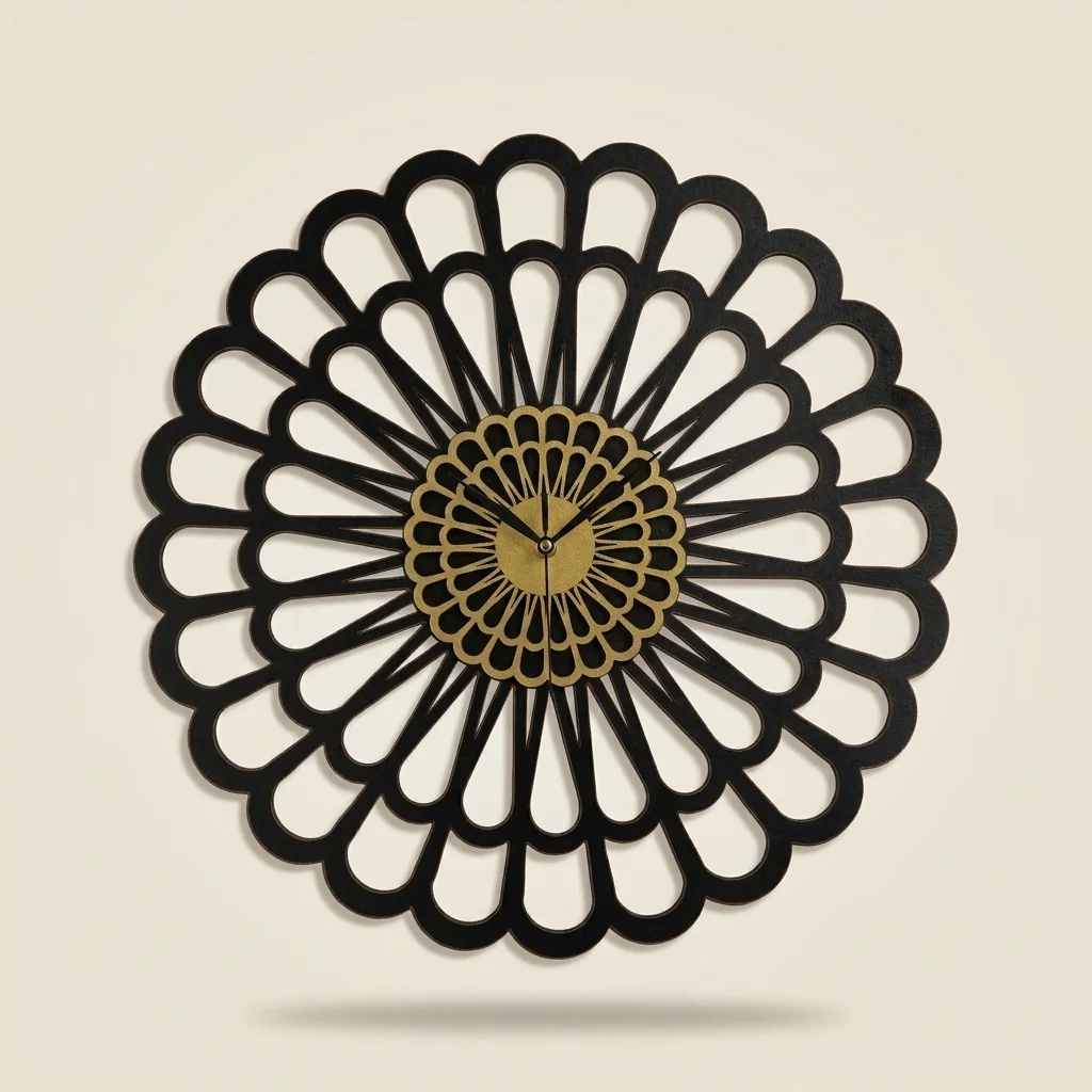Reloj de pared girasol calado geométrico