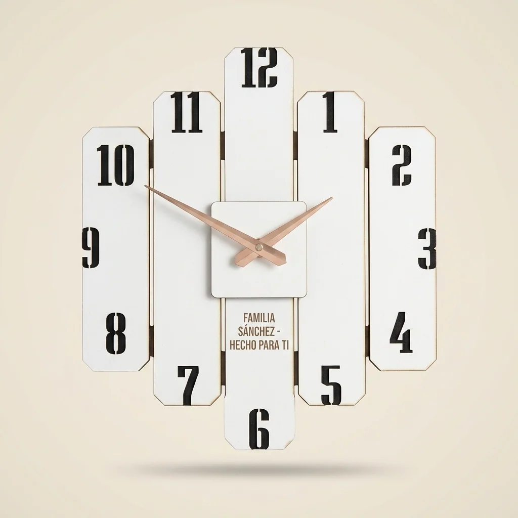Reloj de pared con números grandes y nombre familiar