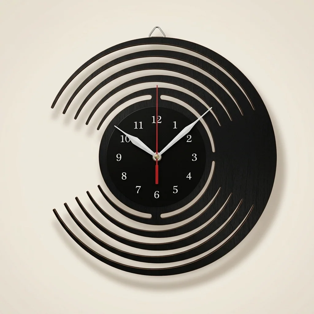 Reloj de pared disco de vinilo abstracto